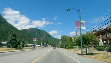 Scenic-Drive-through-Pemberton,-British-Columbia---moving-shot
