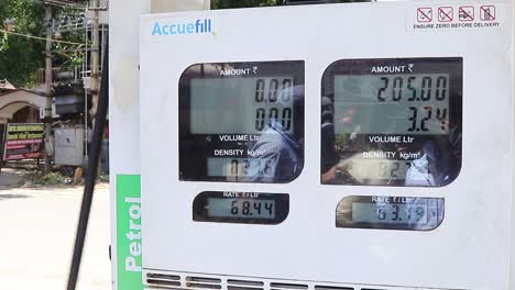 A-fuel-meter-flashes-low-prices-for-Petrol-and-Diesel-at-a-petrol-filling-station