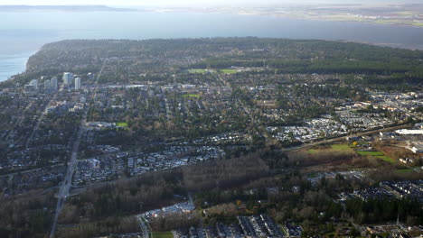 White-Rock,-South-Surrey-at-Boundary-Bay,-British-Columbia-Aerial-View