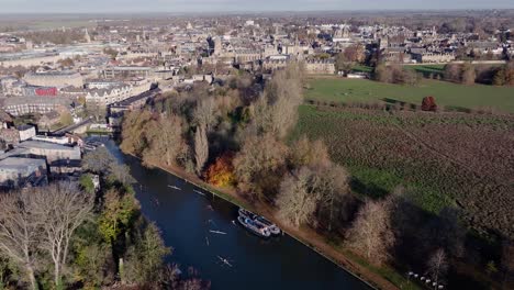 Thames-River-Oxford-City-UK-Boats-On-Water-Aerial-View