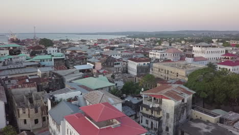 Low-aerial-over-Islamic-mosque-in-historic-Stone-Town-in-Zanzibar