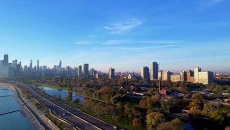 Chicago-Umweltfreundliche-Luftaufnahmen-Der-Skyline-Der-Grünen-Stadt