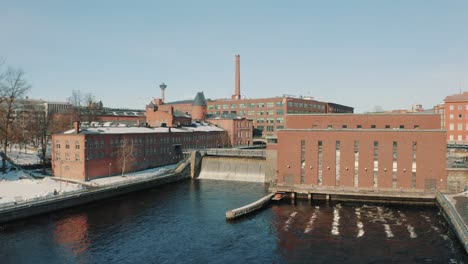 Drone-footage-of-the-rapids-in-the-center-of-Tampere
