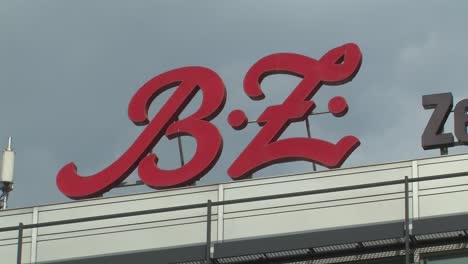 BZ-sign-on-Europacenter-at-Breitscheidplatz-in-Berlin,-Germany