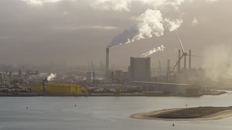 Aerial-view-of-Europe's-largest-port-and-industrial-hub,-Rotterdam-Port