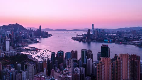 Hong-Kong-City-Abend-zu-Nacht-Hyperlapse-Mit-Der-DJI-Mavic3-Drohne