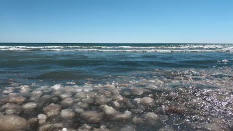 View-of-ice-slush-being-pushed-around-in-lake-Michigan