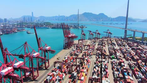 Aerial-view-of-Hong-Kong-port-terminal-with-Container-ships-anchored