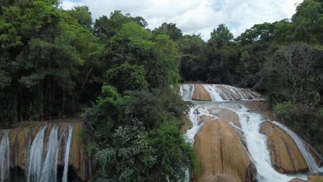 Drone-shot-of-a-waterfall-in-Cascadas-de-Agua-Azul