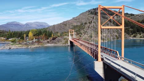 Aerial-view-over-an-amazing-bridge-in-Patagonia,-Chile