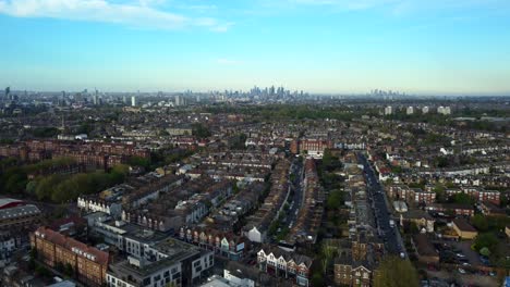 Aerial-view-of-South-London-housing-estate-and-residential-street-in-summer