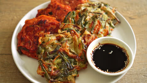 Pajeon-or-Korean-pancake-and-Korean-Kimchi-pancake-or-Kimchijeon---Korean-traditional-food-style