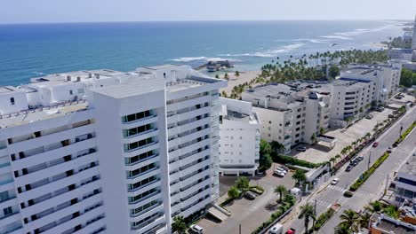 Apartments-and-resorts-on-exotic-Caribbean-coastline,-Juan-Dolio