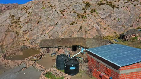 Traditional-Inkan-farm-and-house-isolated-in-the-Andes-Mountains-of-Bolivia