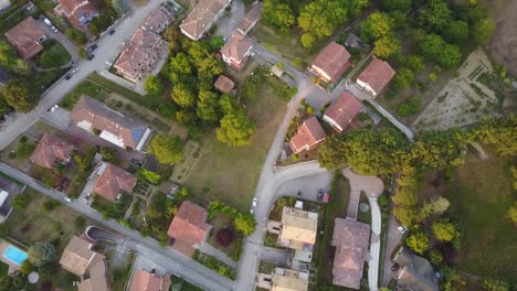 Top-view-by-drone-of-a-small-village-in-the-marches,-Italy