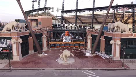 Structural-Comerica-Park-And-Baseball-Field-In-Detroit-City,-Which-Is-The-Home-Of-Tigers-Baseball-Team-In-Michigan,-USA