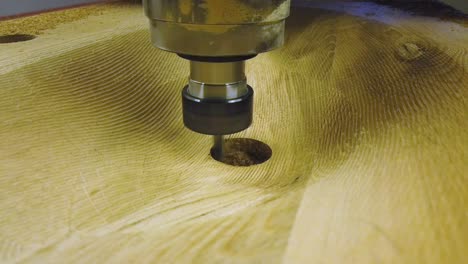 Cnc-router-machine-end-milling-bit-cutting-out-sinkhole-for-wooden-oak-sink
