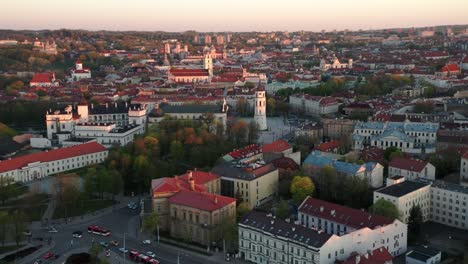 Revealing-Vilnius-City-Old-Town-and-Cathedral-on-Late-Evening-in-Spring