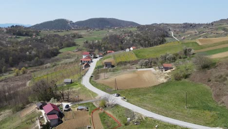 Rolling-hills,-woodland-and-vineyards-in-rural-Croatia