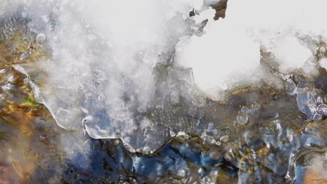 Nahaufnahme-Von-Eis-über-Der-Fließenden-Wasseroberfläche