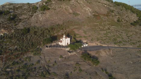 Drone-circles-the-hillside-where-the-Chapel-of-Graca-sits
