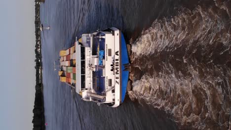 Aerial-From-Stern-Of-Zembla-Cargo-Ship-Travelling-Along-Oude-Maas