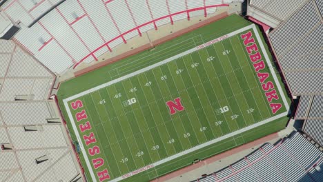 High-Birds-Eye-Aerial-View-of-Nebraska-Huskers-Football-Stadium