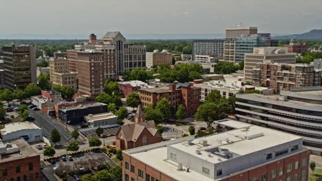 Greenville-South-Carolina-Aerial-v26-establishing-pull-out-shot-overlooking-at-downtown-cityscape-reveals-church-street-ramp-traffic---Shot-with-Inspire-2,-X7-camera---May-2021