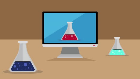 Chemistry-Laboratory-With-Computer-Monitor-And-Erlenmeyer-Flask