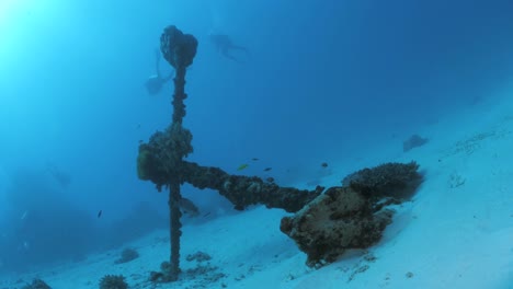 Ein-Historischer-Anker-Der-Ersten-Flotte-Sitzt-Aufrecht-Tief-Unter-Der-Meeresoberfläche-Auf-Lady-Elliot-Island