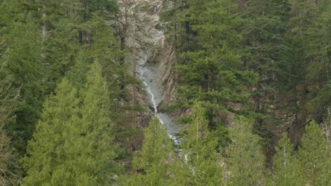 Mudslide-or-landslide-natural-disaster-in-a-mountainside-forest,-still-shot