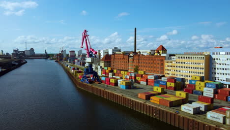 Double-Jib-Level-Luffing-Crane-At-Container-Terminal-In-Bremen,-Germany