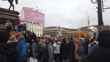Wide-shot-of-people-protesting-against-climate-change-during-Cop26