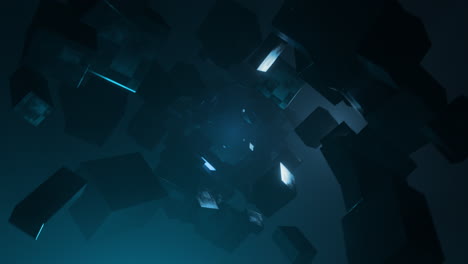 Futuristic-teal-looping-and-rotating-tunnel-animation