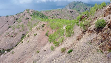 Vasta-Cordillera-Rocosa-Con-árboles-Escasos-Y-Follaje-Durante-La-Estación-Seca-En-Timor-Leste,-Sudeste-De-Asia