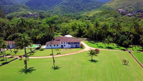 Aerial-view-of-the-Engenho-d'Água-Farm-in-Ilhabela,-located-on-the-northern-coast-of-the-State-of-São-Paulo,-Brazil
