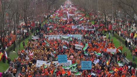 Miles-De-Manifestantes-Participan-En-Una-Manifestación-Organizada-Por-Sindicatos-De-Agricultores-Y-Federaciones-De-Caza-Que-Exigen-&quot;un-Futuro-Para-El-Campo&quot;-En-Madrid,-España