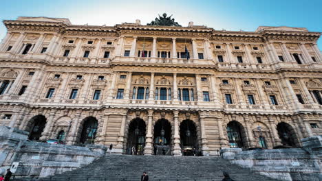 Dolly-forward-shot-of-beautiful-old-Palace-of-Justice-named-Supreme-Court-of-Cassation-in-Rome,Italy