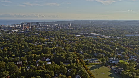 New-Haven-Connecticut-Aerial-v21-drone-panning-shot-capturing-neighborhoods-of-prospect-hill-historic,-newhallville-and-distance-downtown-cityscape---Shot-with-Inspire-2,-X7-camera---October-2021