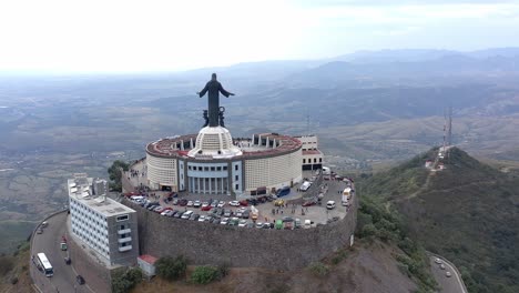 Aerial:-Cristo-Rey,-sacred,-Mexico,-drone-view