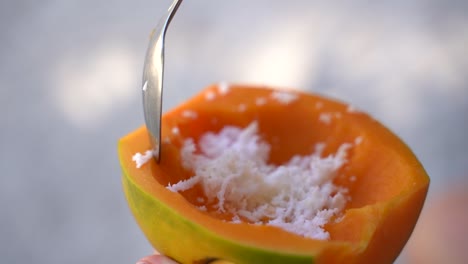 Papaya-with-coconut-is-a-traditional-Cook-islands-dessert