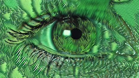 Künstlerische-Ökologie-Konzeptionelle-Animation-Des-Grünen,-Sich-Bewegenden-Menschlichen-Weiblichen-Auges