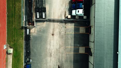 dryvan-trucking-company-yard-top-down-aerial-footage