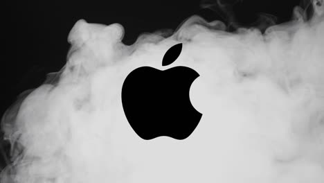 Illustrative-editorial-of-Apple-icon-appearing-when-smoke-flies-over