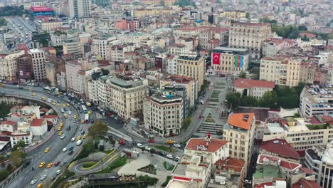 Aerial-view-of-old-European-residential-buildings-near-a-major-highway-as-on-a-cloudy-day-in-Istanbul-Turkey
