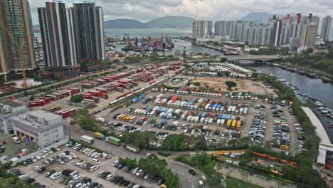 Bus-Depot-and-Parking-Slot-in-Tuen-Mun,-Hong-Kong