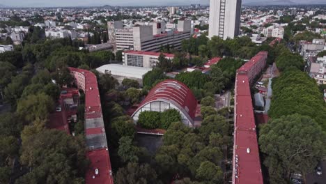Reverse-reveal-drone-view-of-a-housing-unit-in-Mexico-City