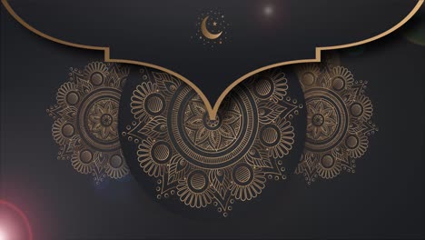 Gold--Und-Schwarz-Mandala-Ornament-Hintergrund,-Der-Sich-Sanft-Schlängelt,-Arabisch-islamischer-Stil-Für-Jeden-Zweck