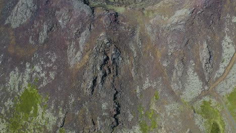 Aerial-tilt-up-shot-of-old-volcanic-crater-named-Stora-Eldborg-in-Reykjanes-peninsula,Iceland