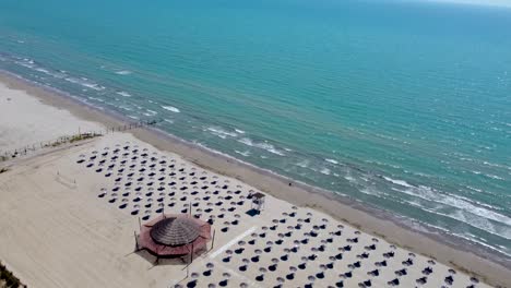 Beach-in-Durres,-Albania-by-drone